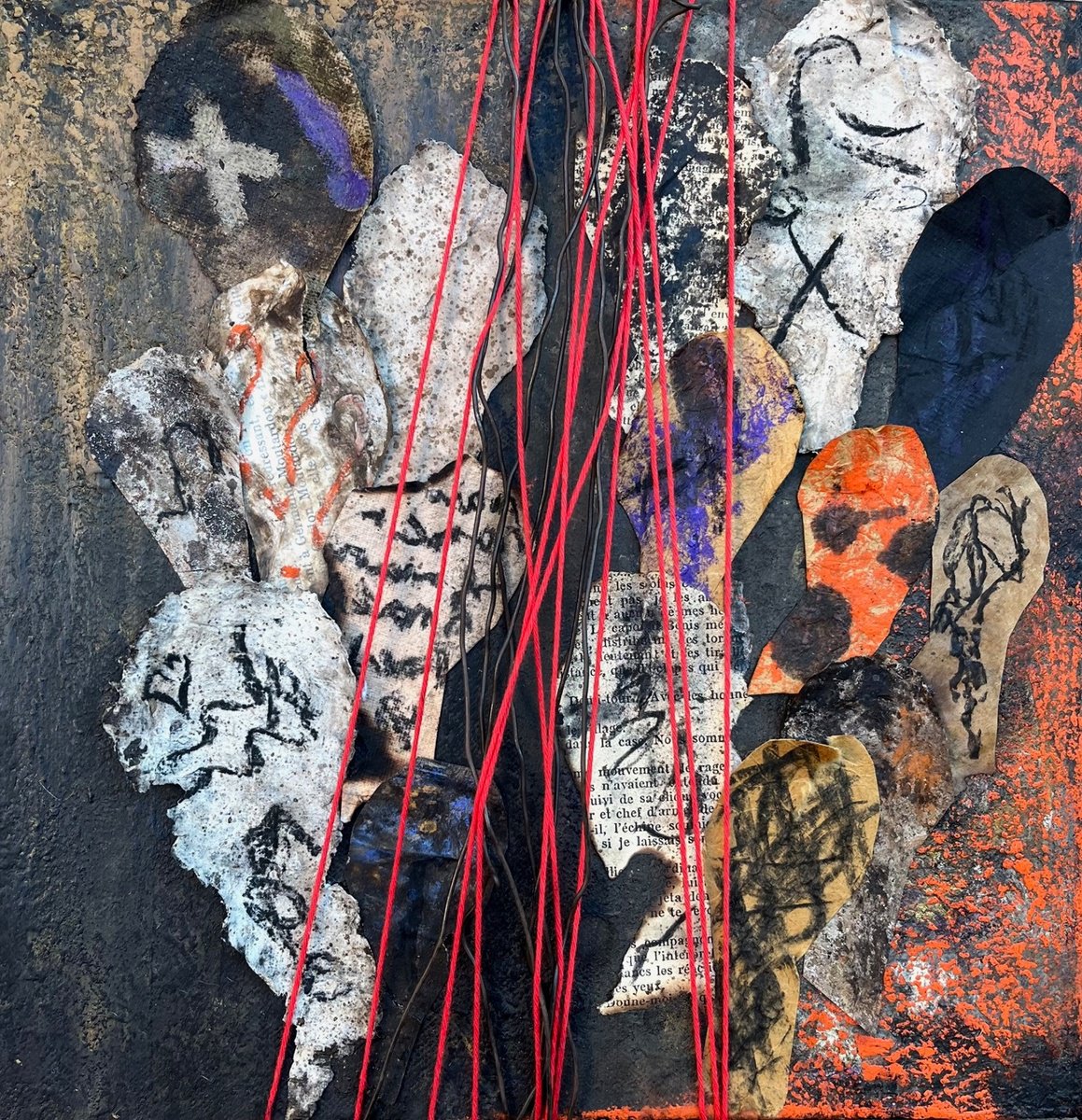 Portrait Painting By Marie Claude Kerrenneur, 12 X 12", Un Monde Divise, Original Artwork