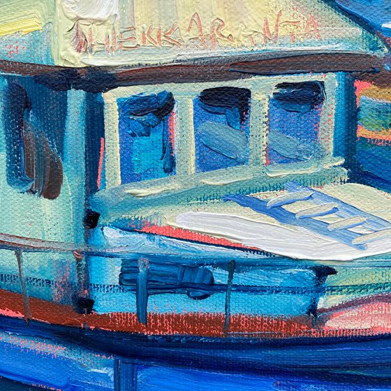 Summer Harbor — Original Oil Painting