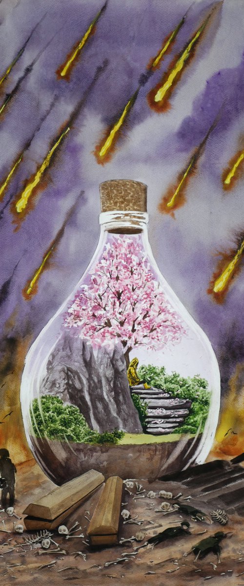 "Despair" 2023 Watercolor on paper 75x53 by Eugene Gorbachenko