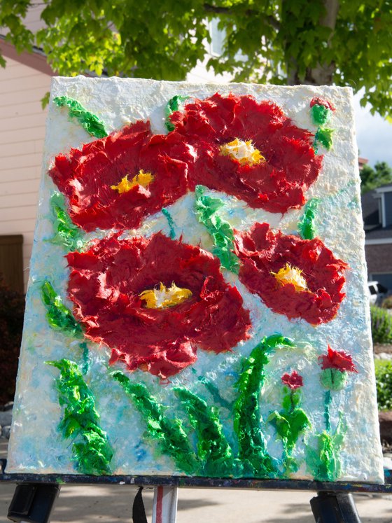 Poppy Floral Abstract 16 X 12" X 0.5"