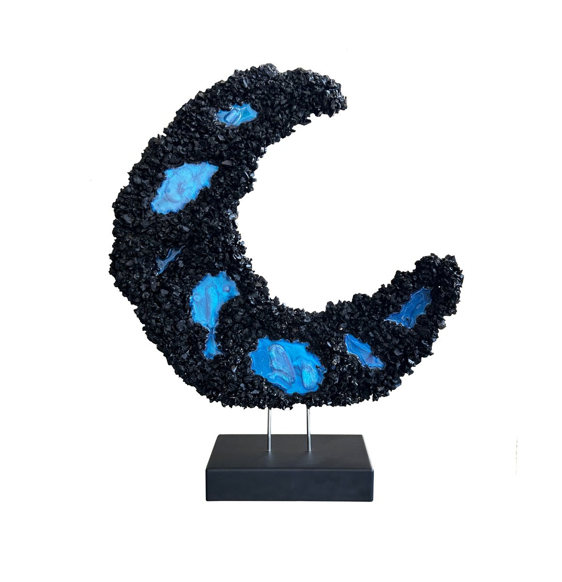 Abstract Sculpture By Alexandra Dobreikin, 15 X 18, Black Moon, Original Artwork