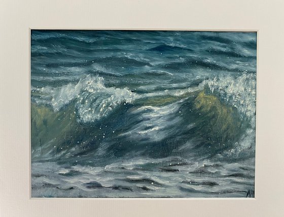 Wave Oil Painting #3 FRAMED