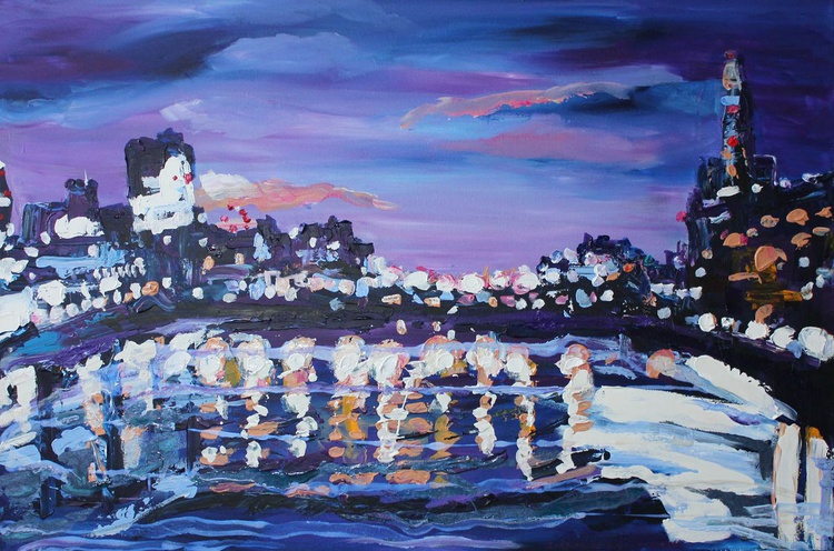 Purple Night Sky Above The River Thames Artfinder