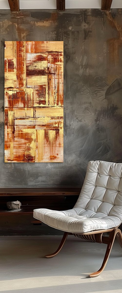 Field of Study Ochre 50x100x2 cm by Exclusive Arts