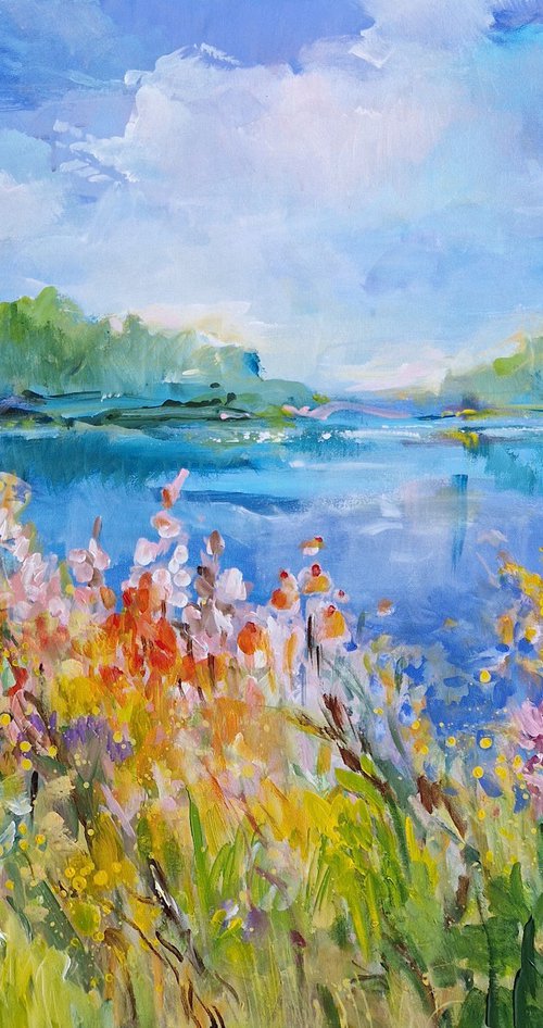 Flowery lake by Irina Laube