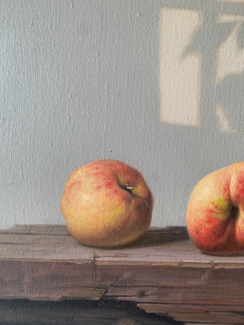 Still life:peaches on the table c178 by Kunlong Wang