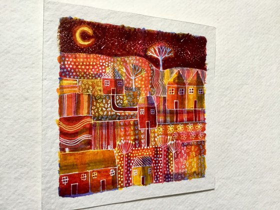 Moon Glow Avenue, small acrylic abstract painting