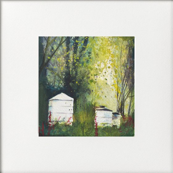 Beehives in the orchard