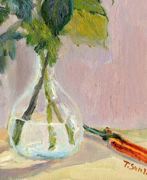 Three flowers in the studio