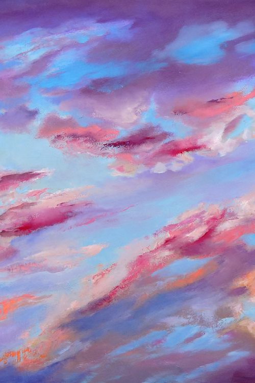Ripped Clouds. Large painting, 30" x 48". by Veta  Barker