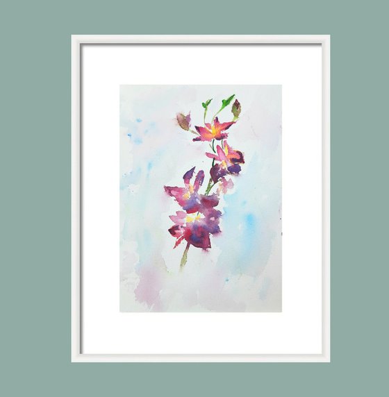 Purple Orchids and Pink Sakura Set of two