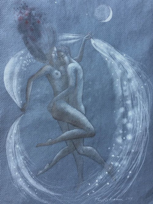 Lovers under a cloak of starlight (Shiva and Parvati) by Phyllis Mahon