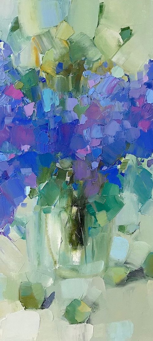 Vase of Lilacs, oil painting, One of a kind, Signed, Handmade artwork, Ready to hang by Vahe Yeremyan