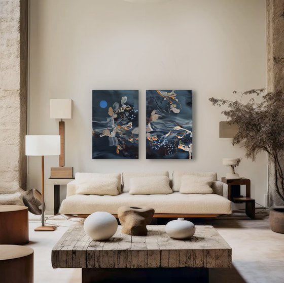 Dreaming in Cerulean Diptych
