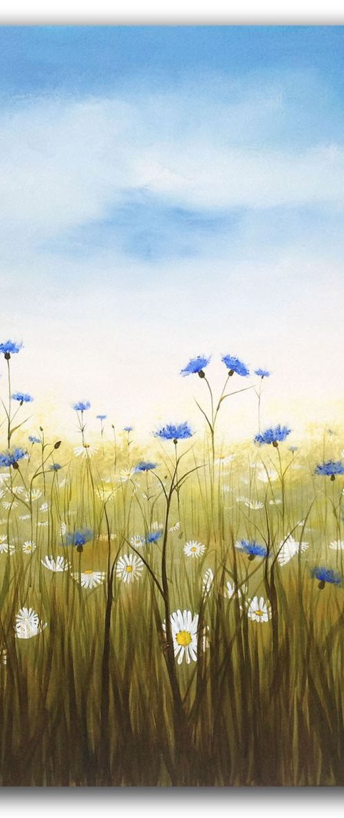 Cornflowers and Daisies by Carol Wood