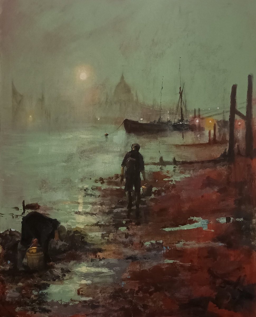 In search of days gone by... Mudlarks on The Thames Acrylic painting by ...