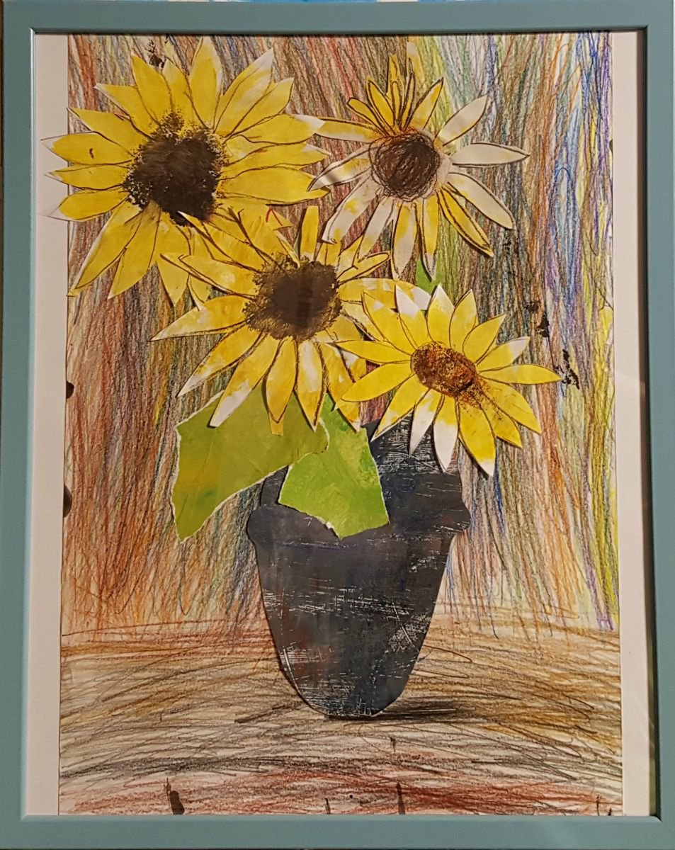 Framed sun flowers 35*50cm by Anna Reznik