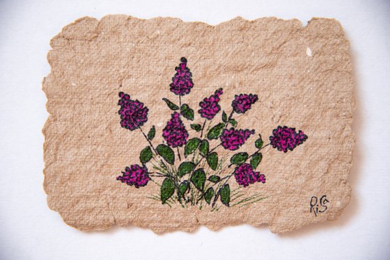 Magenta hydrangea on handmade craft paper