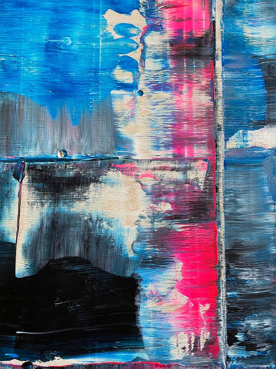 "To Trauma, With Love" - FREE USA SHIPPING - Original PMS Abstract Acrylic Painting On Reclaimed Wood - 48" x 20"