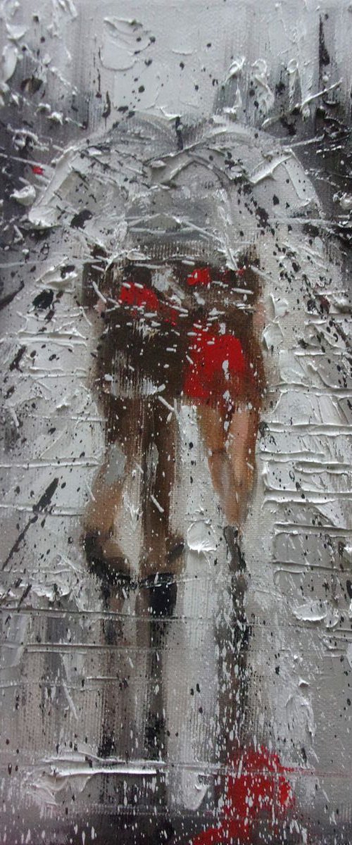 " VALENTINE'S DAY " original painting CITY palette knife VALENTINE'S DAY by Monika Luniak