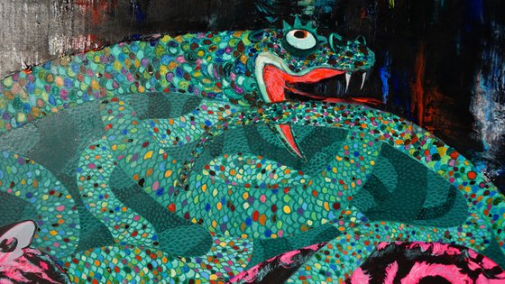 Tiger and snake Painting by Anastasia Balabina