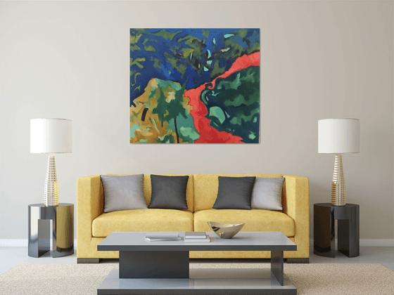 The Red Path -  semi abstract Fauvist Painting