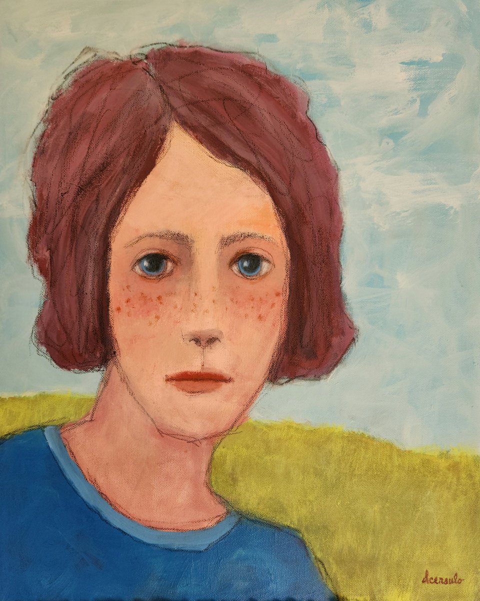 Expressive Portrait Painting By Donna Ceraulo, 16 X 20, April, Original Artwork