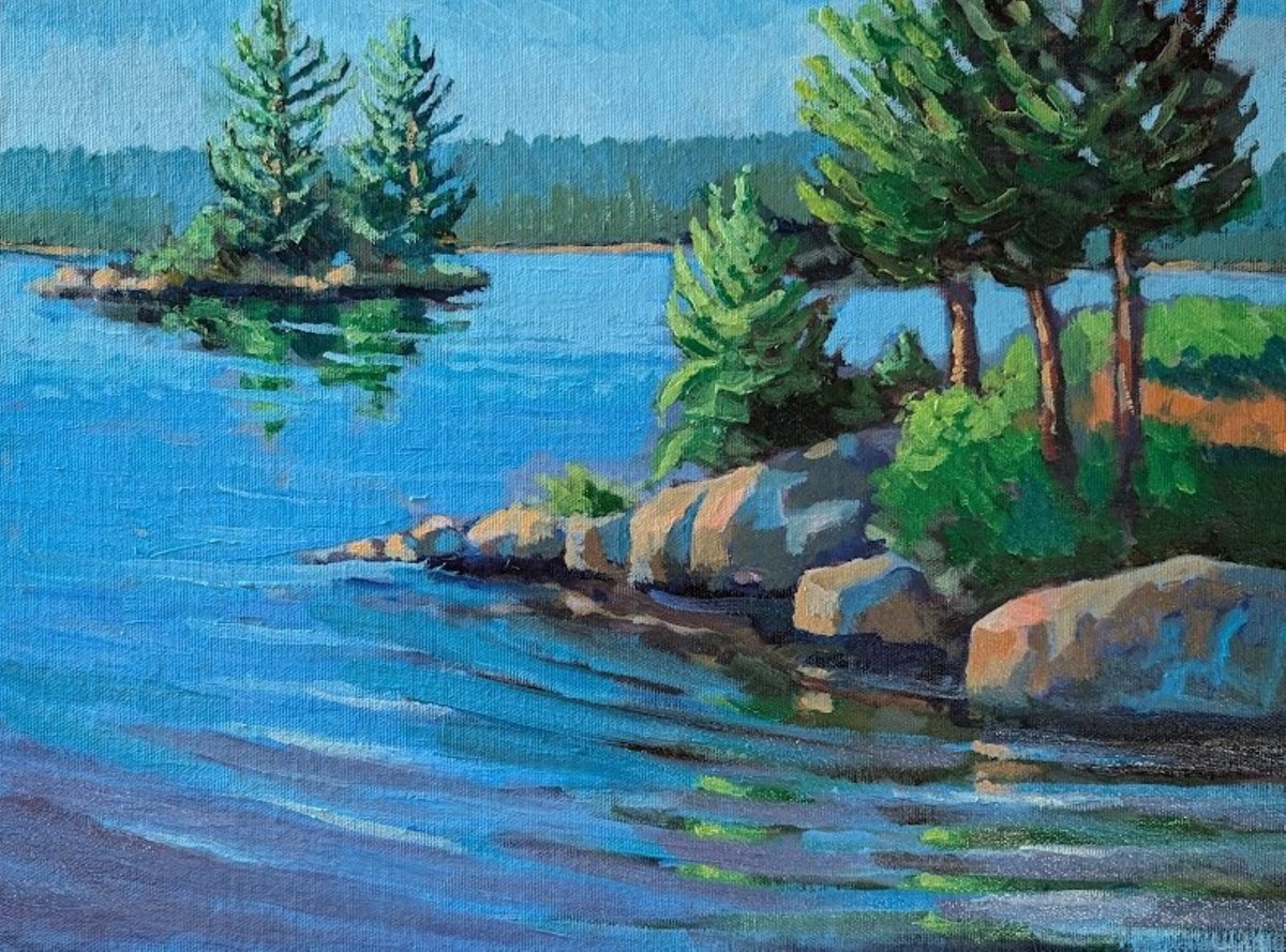 Impressionistic Landscape Oil Painting By Edward Abela, 16 X 12, Cottage Country, Original Artwork