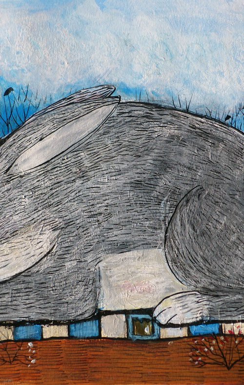 Gray bunny by Elizabeth Vlasova