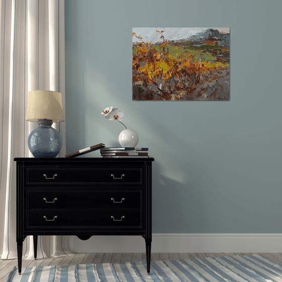 Autumn vineyard Landscape painting