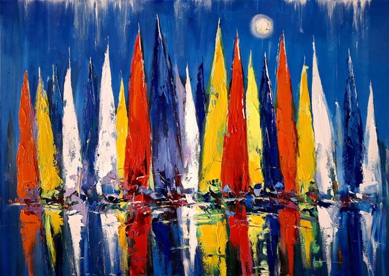 Sails in the sky of the day