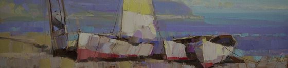 Fishing Boats Original oil Painting One of a kind