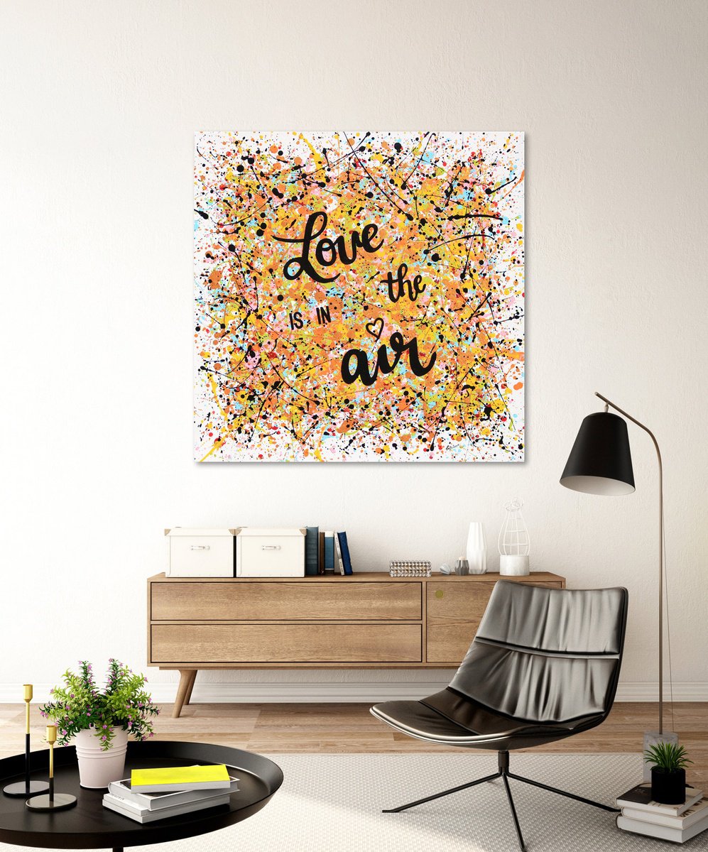 Urban And Pop Abstract Acrylic Painting By Isabelle Pelletane, 24 X 24, Love Is In The Air, Original Artwork