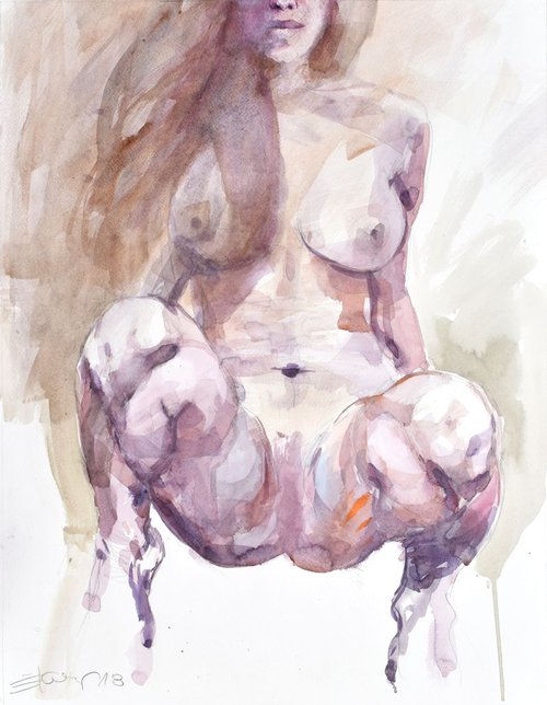 nude knees II by Goran Žigolić Watercolors