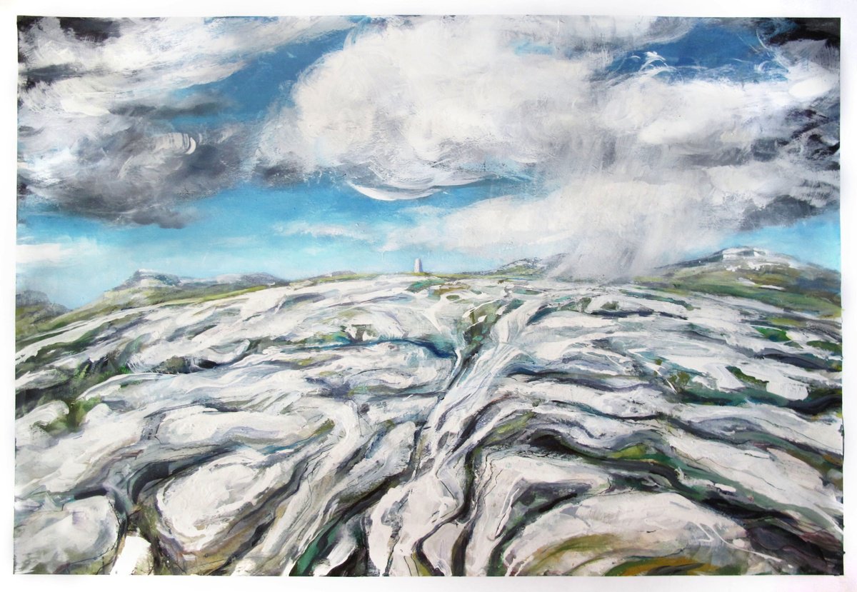 Expressive Landscape Painting By John Sharp, 37 X 26, Moor, Trig Point, Cumbria 2, Original Artwork
