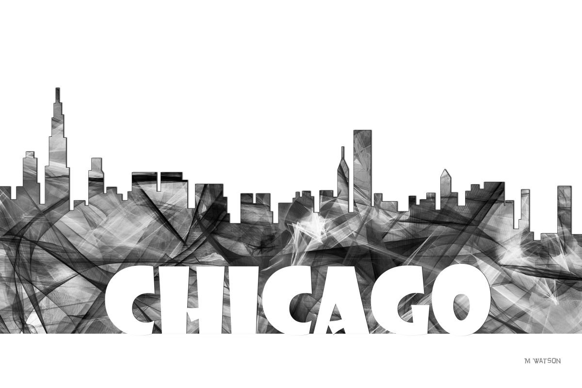 Chicago Skyline B&W by Marlene Watson