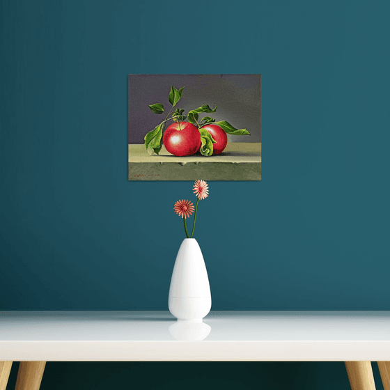 Still life apple (24x30cm, oil painting, ready to hang)
