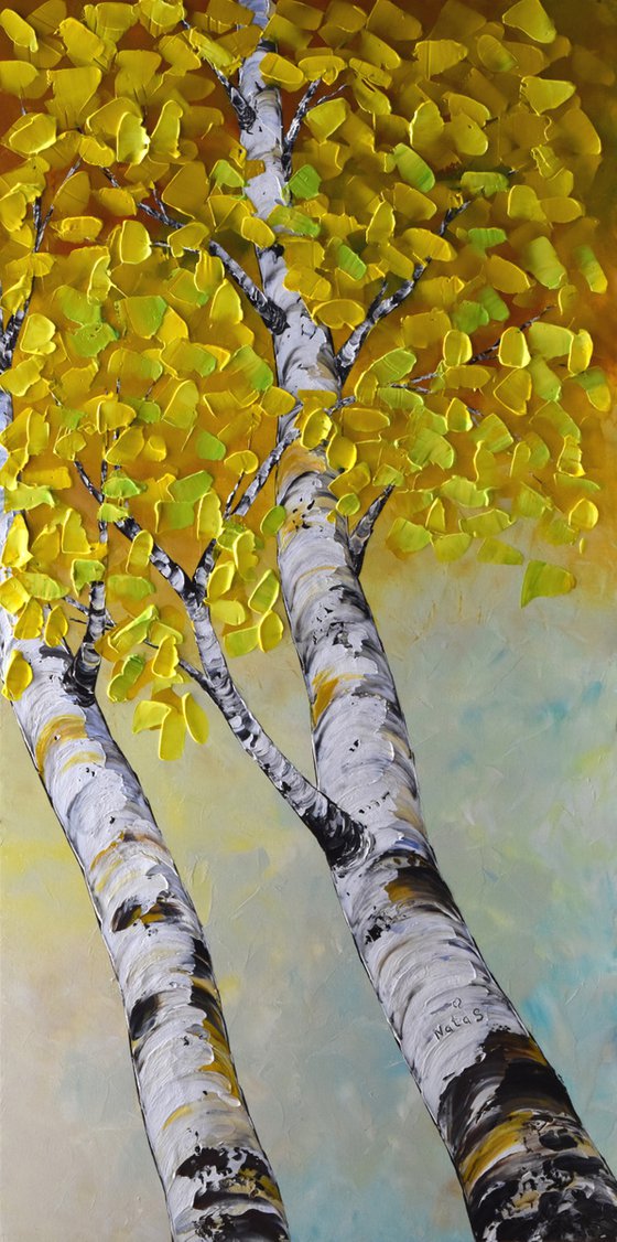 Silver Birches - Large Acrylic Impasto Painting