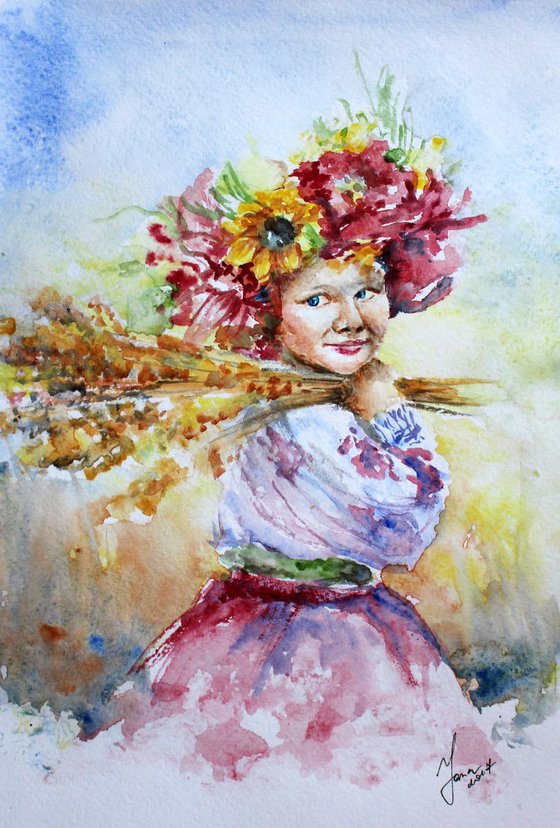 beautiful woman painting watercolor