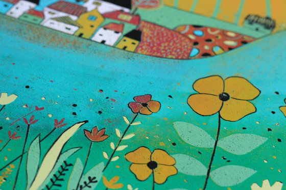 Spring in Bloom Linocut