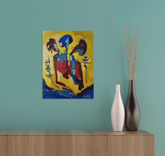 Abstract - Three friends (30x40cm, oil painting, ready to hang)