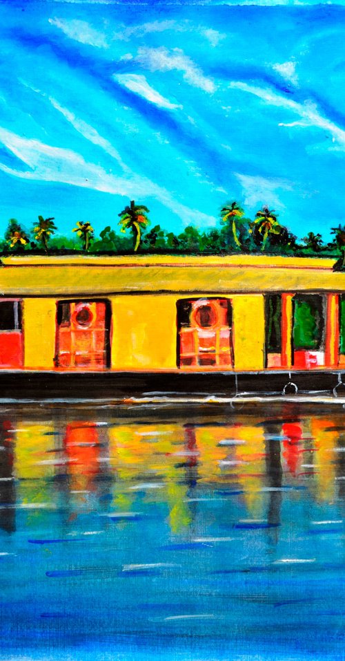 Kerala House Boat scenic landscape by Manjiri Kanvinde
