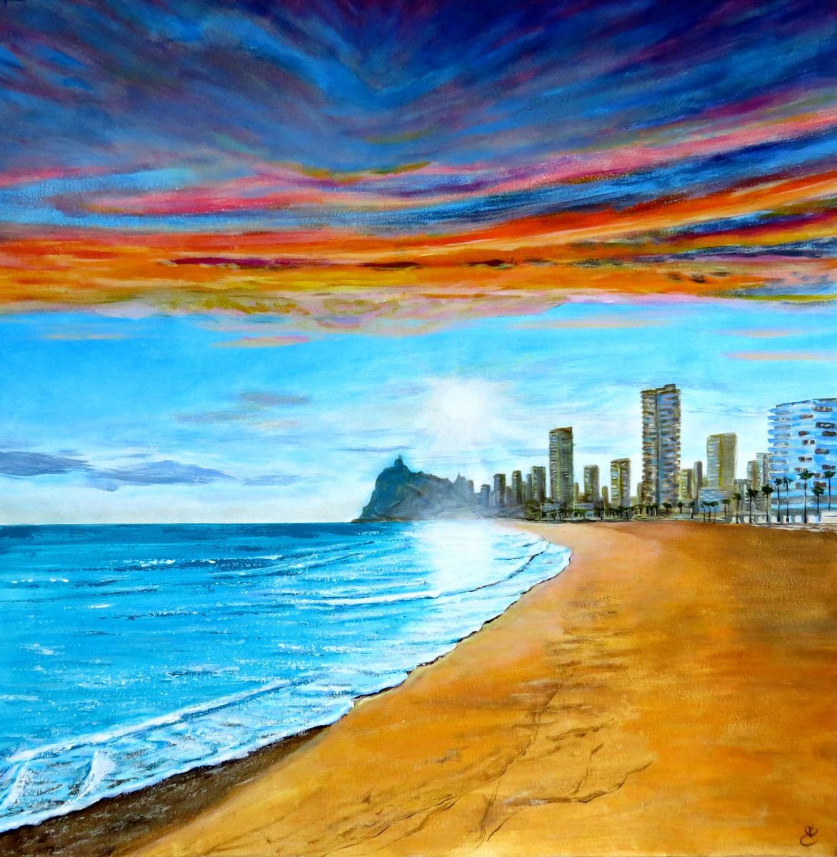 Photorealistic Landscape Acrylic Painting By Dmytro Yeromenko, 28 X 28, Cape Cabo De Las Huertas, 70*70, Original Artwork