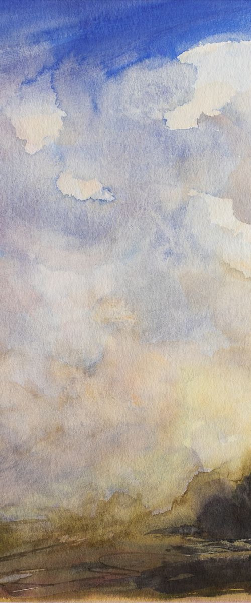 "Clouds" - small size - watercolor - 21X29,5 cm by Fabienne Monestier