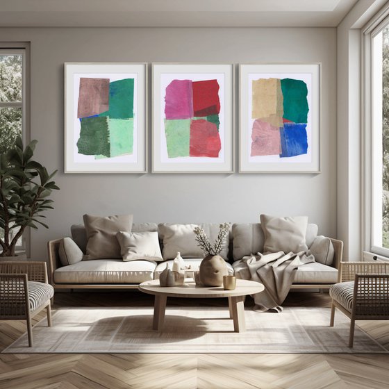 Set of 3 abstract collages