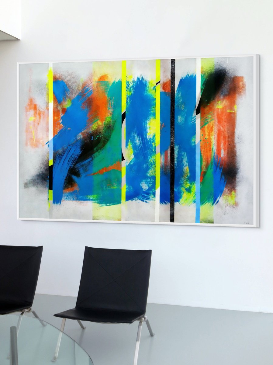 Abstract Acrylic Painting By Evgen Semenyuk, 67 X 43, Soft Abstract Alignments, Original Artwork