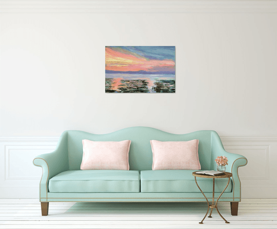 North Sea Sunset Oil painting by Nikki Wheeler | Artfinder