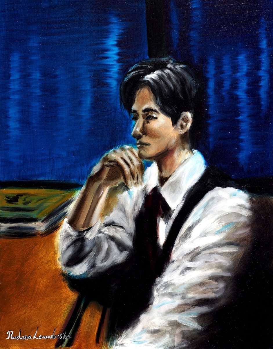 Impressionistic Portrait Oil Painting By Ruslana Levandovska, 11 X 14", Late Night Iv, Original Artwork