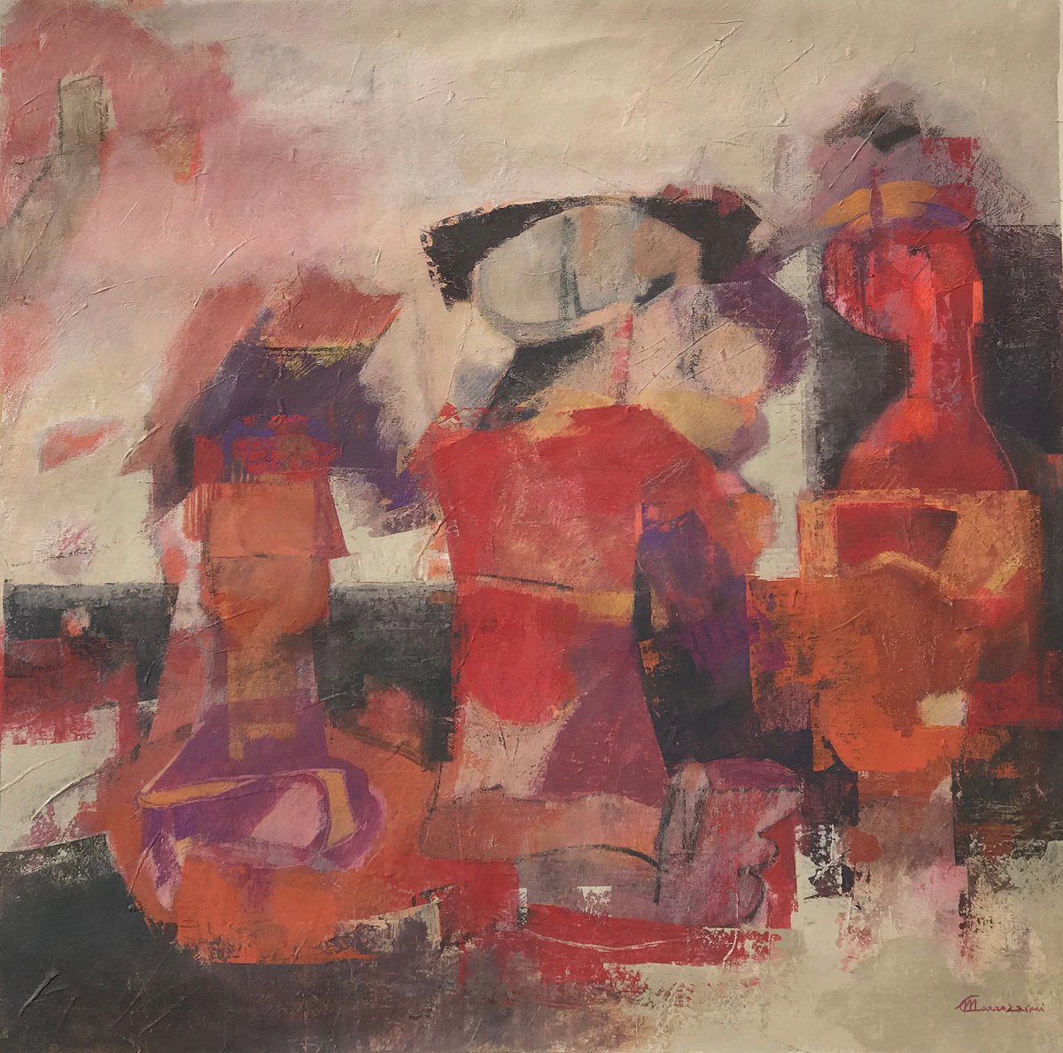Expressive Painting , Nuit De Chine By Marcello Carrozzini, 31 X 31, Artwork For Sale On Artfinder