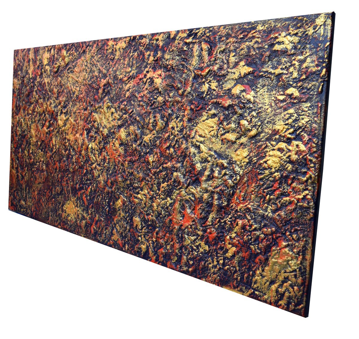 Abstract Painting By Stuart Wright, 39 X 20", Gold Expedition, Original Artwork